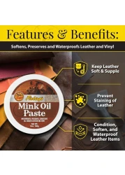 Fiebings Mink Oil for Leather Boots 6 oz Leather Cleaner Conditioner Waterproof Preserve Soften All Smooth Leathercraft Vinyl Prevents Salt Stains Use On Couch Shoe Purse Belt