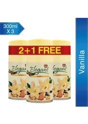 Elegant Automatic Spray REFILL &ndash; Vanilla &ndash; 300ML &ndash; Pack of 3, Triple Pack (300ML x 3 Pcs) &ndash; Air Freshener REFILL for Home And Bathroom, Made With ESSENTIAL OILS