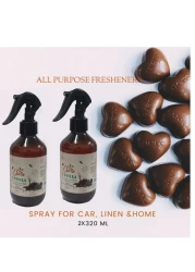 320ml Chocolate and Vanilla Room Air Freshener - 2-Pack for Home, Office, Carpets, and Pillows - Odor Eliminator