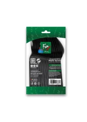 Fun Everyday Heavy Duty Plastic Spoons Black 25 PCS