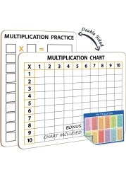 SCRIBBLEDO Dry Erase Multiplication Chart Whiteboard 9 x 12 Multiplication Table Double Sided Times Table Math Manipulatives White Board for Kids Students Classroom and Home Mini Lapboard Game