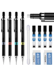 YISAN Mechanical Pencil Set 03 05 07 09mmAutomatic PencilLead Pencils 4 PCS with Erases and Lead Refills for School WritingSkechingDrawing70719