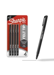 Sharpie Felt Tip Pens Fine Point 04Mm Felt Tip Markers Journaling Pens Art Markers Drawing Markers Black 4 Count