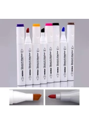 Generic 24 Colors Art Markers Set Dual Heads Broad Fine Point Based Marker Pens With Pp Storage Box