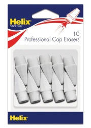 Helix Professional Pencil Cap Erasers 10ct Efficient Correction Durable Clean Ideal for Students and Professionals Latex free