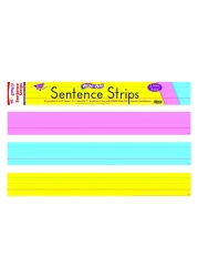 TREND WipeOff Sentence Strips 24 X 3 Blue Pink Yellow 30Pack