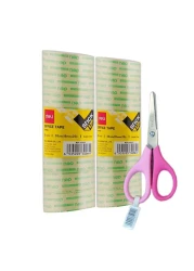 Deli Stationery Tape 2 PCS and Scissors