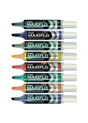 Pentel Maxiflo Chisel Tip White Board Marker Wallet 8 PCS