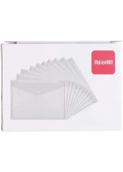 Generic 15Pcs Transparent A4 Paper Size Pp Water Resistant File Holder Clear Filing Envelope With Snap Button (White)