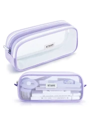 KALIDI Grid Mesh Pencil Case Large Capacity Pencil Case Big Pencil Pouch With Zipper Simple Stationery Bag Aesthetic Pen Bag for School Teen Girl Boy MultiPurpose bag for office Men Women Purple