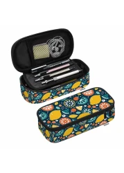 Yekiua Lemons Lemonade Pencil Pouch Bright Cute Citrus Fruit High Capacity Pencil Case Stationary Bag Cosmetics Bag