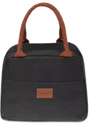 MahMir Insulated Lunch Bag for Men Women Kids with Strap Handles, Wide Open Easy to Clean Insulated Lunch Bag Box for Office Work School Picnic Travel, Leakproof Thermal Cooler Insulated Lunch (Black)