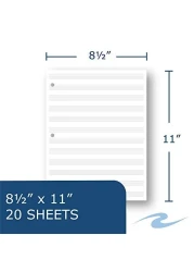 Roaring Spring Loose Leaf Music Filler Paper 20 Sheets 85x11 with 12 Staves of Music Lines Heavyweight 24 Smooth White Paper 3 Hole Punched Pack of 1