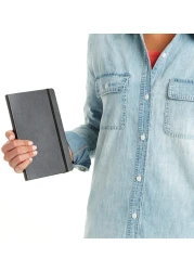 Generic Notebooks/Journals/Diary, Premium Thick Paper Leather Writing Journal, A5 Size, Hard Cover| Lined 200 Pages (6 X 8.25 Inches), Black