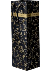 Cuisine Art Wine Bag, 1 pc Wine Gift Paper Bag Single Bottle Wine Gift Bag Red Wine Tote Bag, 5Pcs 4.7 x 3.9 x 14.2&rsquo;&rsquo; Wine Gift Bag Kraft Paper Wine Bag with Handles Gold-Black