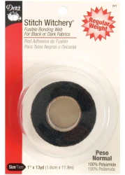 Dritz Stitch Witchery Fusible Regular Weight 1 Roll Black Bonding Web 1Inch X 13Yards