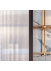 Mangobox Privacy Window Film Frosted Fluted Window Film Static Cling Window Sticker Reeded Glass Tinting for Bathroom Door Covering UV Block Etched Vertical Strips 175X 787 inches