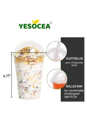 Yesocea [50 Pack] Premium Quality 12Oz Plastic Cups With Leak-Proof Dome Lids - Perfect For Outdoor Events And Parties