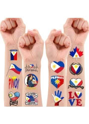 103 PCS Philippines Filipino Flag Pride Temporary Tattoos Stickers Themed Birthday Party Decorations Supplies Decor Favors Star Sun Flags Tattoo Sticker Gifts For Kids Boys Girls Class Prizes Carnival