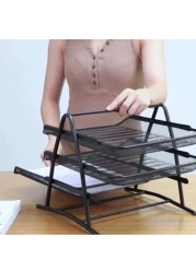 Generic Stackable Document Tray, 4-Tier Sliding Drawer Case File Rack Desk Stationery Holder Organizer Wide Entry Stacking Sorter For Office Home, Black