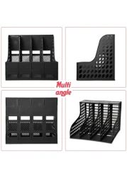 Generic Large Space Magazine File Holder Organizer Box With 4 Vertical Compartments, Desktop, File Documents