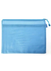 ماكسي بسحاب مزدوج A4 حقيبة بغشاء تغليف -أزرق.