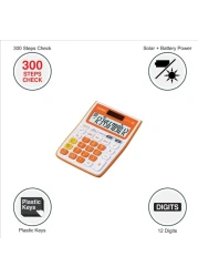 Casio MJ-12VCb-RG 300 Steps Check &amp; Correct Colourful Desktop Calculator (Orange)