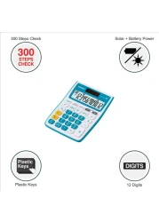 Casio MJ-12VCb-BU 300 Steps Check &amp; Correct Colourful Desktop Calculator (Blue)