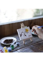 Generic 6 Sets Mini Canvas White Blank Small Canvas With Wooden Easel Canvas Panel Boards For Artist Painting Business Wedding Christmas Decoration