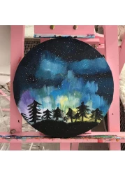 Generic 30cm Stretched Canvas Wood Frame Cotton Panels Round For Painting Media Oil Acrylic Paint Drawing Board Student Hobby Painters Beginner Gift White