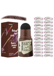 Eyebrow Stamp Stencil KitOne Step Brow Stamp Shaping Kit 3 in 1 Hairline Shadow Powder with 24 Reusable Eyebrow Stencils Hair Root Dark Brown