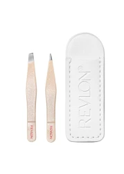Revlon Designer Series Mini Tweezer Set Hair Removal Tool Kit With Mini Slanttip and Point Tip Tweezers Portable and Easy to Use Made With Long Lasting Stainless Steel 1 count