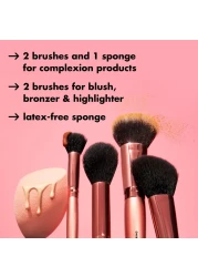 elf Cosmetics Complexion Essentials Brush Sponge Set Concealer Powder Blush Highlighter Brushes Total Face Sponge For A Perfect Complexion