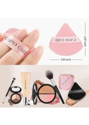6 Pcs Triangle Powder Puff with 2 Travel Cases Setting Powder Puffs for Face Velour Makeup Puff for Loose Powder Body Powder Blender Sponge Foundation Blending Sponges Beauty Tools