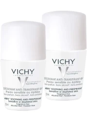 Vichy Deodorant Roll-On Sensitive Anti-Translucent 48h Double Pack of 2 x 50 ml

