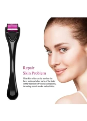 ديرما رولر لنمو الشعر وشد الجلد والعناية باللحية وندبات حب الشباب وعلامات التمدد أسطوانة الوخز بالإبر الدقيقة للوجه وفروة الرأس واللحية أداة سهلة الاستخدام للعناية بالبشرة