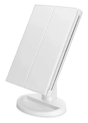 Makeup Mirror Vanity Mirror with Lights, 1x 2X 3X Magnification, Trifold Lighted Makeup Mirror, Touch Control, Dual Power Supply, Portable LED Makeup Mirror