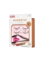 KISSMagnetic Lash 01 Synthetic False Eyelashes with Magnets Under and Over Your Upper Lashes No Glue Needed Lightweight Reusable Contact Lens Friendly Cruelty Free with Lash Applicator 1 Pair
