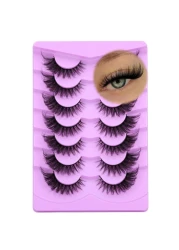 ALICE Eyelashes Fox Eye Lashes Mink Faux Fluffy Natural False Eyelashes Wispy Cat Eye Lashes Pack Fake Eyelashes 7 Pairs