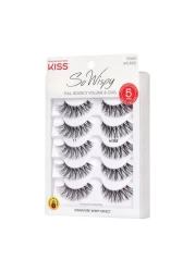 KISS So Wispy False Eyelashes Style 11 12 mm Includes 5 Pairs Of Lashes Contact Lens Friendly Easy to Apply Reusable Strip Lashes Glue On Mulitpack