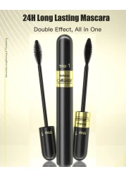 2in1 Vibely Mascara 5X Longer Lengthening And Thickening Mascara Waterproof Black Volume And Lengh Mascara SmudgeProof Non Clumping Long Lasting Eye Makeup