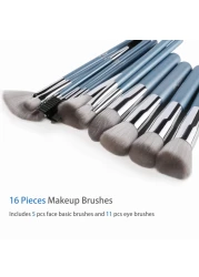Makeup Brushes Makeup Brush Set BESTOPE PRO Makeup Brushes Kit 16Pcs Professional Makeup Brush Set for Eye and Face Foundation Powder Concealers Blush Eyeshadow Brush Make UP Brushes Kit Blue