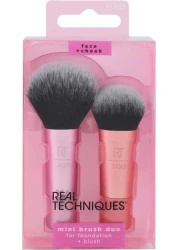 Real Techniques Mini Brush Duo For Foundation Blush 2 Piece Set