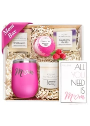 Spa Gift Box for Women Self Care Spa Gift Set Mom Spa Gift Basket Ideal Gift for Mothers Day Spa Kit with Artisan Soaps Lotion Bath Bomb Tumbler and Mom Greeting Card by Age of Sage