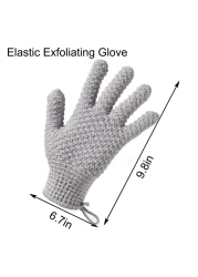 Bath Exfoliating Gloves Scrub 4 Pcs Lengthened and Large Exfoliating Scrubbing Gloves for Shower Spa Massage Scrub Exfoliating Mitts for Body Face Hand and Foot Black and Gray