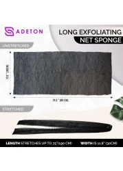Adeton African Net Sponge Authentic Real Black Owned Exfoliating Bath Wash Cloth Long Sponge Body Exfoliator Sapo Shower Bath Accessories Back Foot Scalp Scrub Flat Dead Skin Remover Black