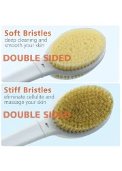 Shower Brush with Soft and Stiff Bristles205 Extra Long Handle DualSided Back Scrubber Bath Brush Body Exfoliator for Wet or Dry Brushing EXTRA LONG HANDLE
