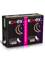 Kotex Natural Ultra Thin Pads 100% Cotton Pad Overnight Protection Sanitary Pads with Wings 14 Sanitary Pads