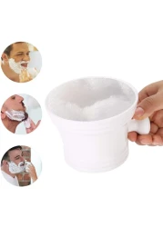 2 Colors Plastic Shaving Soap Bowl Foam Shaving Soap Cream Bowl with little handle Shaving Bowl for Men, Traditional Wet Shaving Factory Shaving Mug (White)