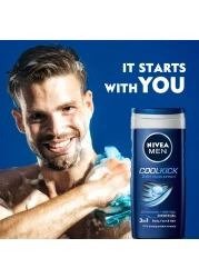 NIVEA MEN 3in1 Shower Gel Body Wash Cool Kick 24h Fresh Effect Masculine Scent 250ml